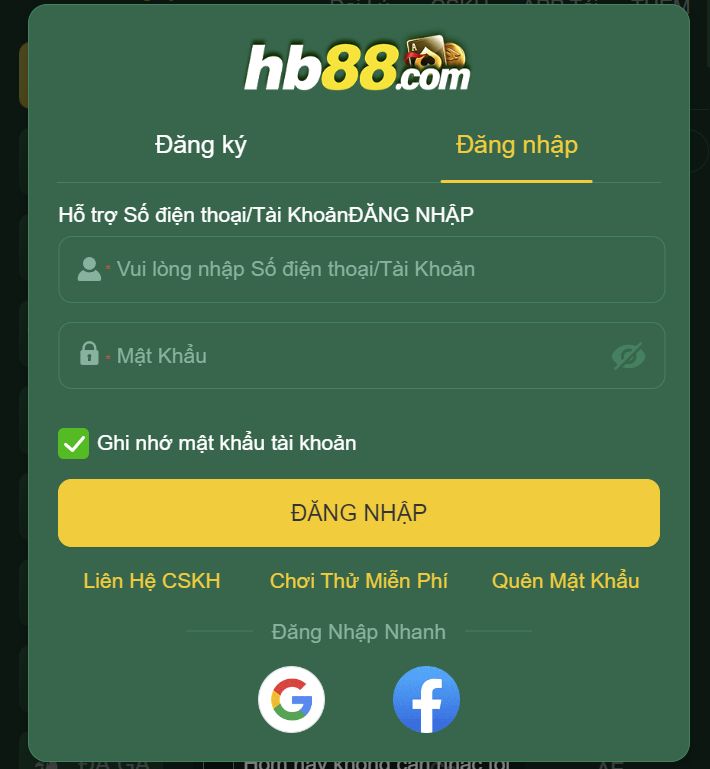 Hướng dẫn quy trình đăng nhập HB88